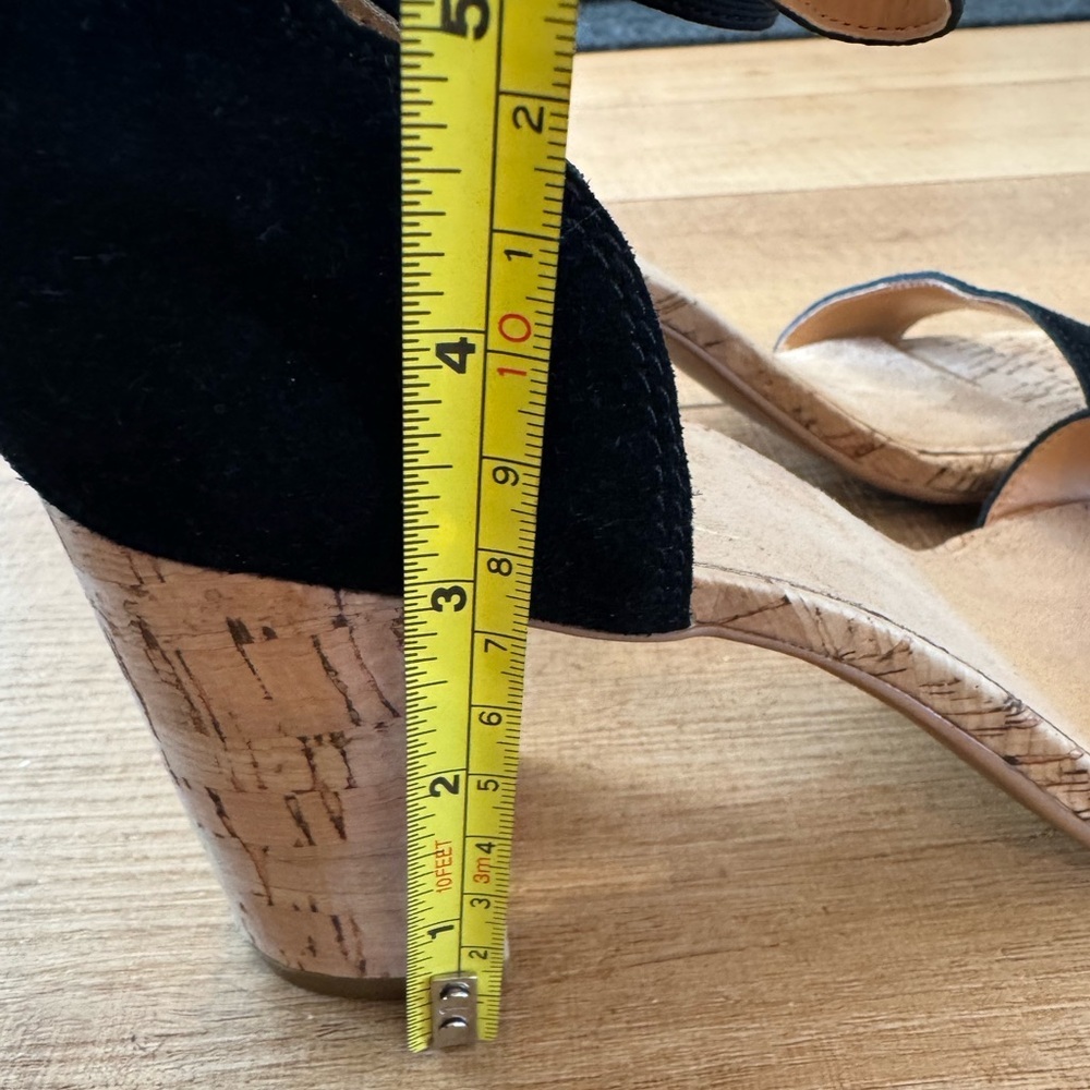 Aerosoles High Hopes Black Leather Ankle Strap Sandals Cork Block Heel Size 9.5 - Picture 7 of 10